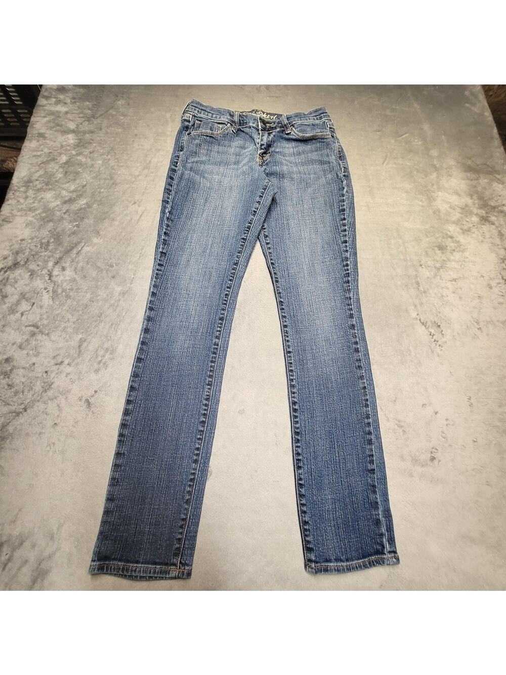 Old Navy Jeans Womens 4 Blue Medium Wash Straight Sweetheart Embroidered